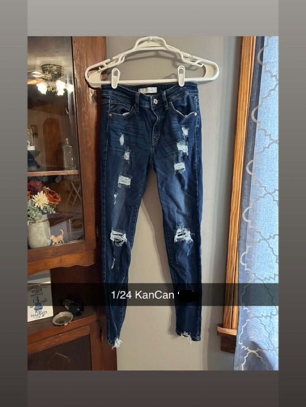 KanCan Women's Dark Blue Distressed Skinny Jeans